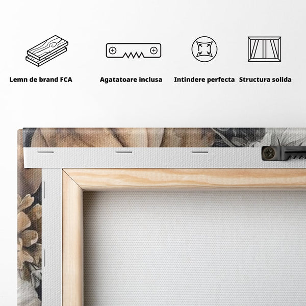 Tablou Canvas Premium, LuxCanva® N1186, Magia Toamnei, Recolta, Flori, Rustic, Dovleci, Aranjament, Sarbatoare, Halloween, Pub, Bar, Lounge, Restaurant, Bucatarie