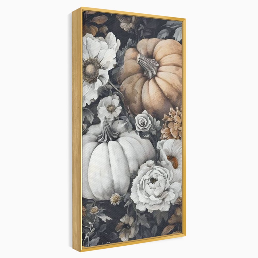 Tablou Canvas Premium, LuxCanva® N1186, Magia Toamnei, Recolta, Flori, Rustic, Dovleci, Aranjament, Sarbatoare, Halloween, Pub, Bar, Lounge, Restaurant, Bucatarie