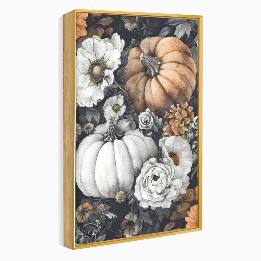 Tablou Canvas Premium, LuxCanva® N1186, Magia Toamnei, Recolta, Flori, Rustic, Dovleci, Aranjament, Sarbatoare, Halloween, Pub, Bar, Lounge, Restaurant, Bucatarie