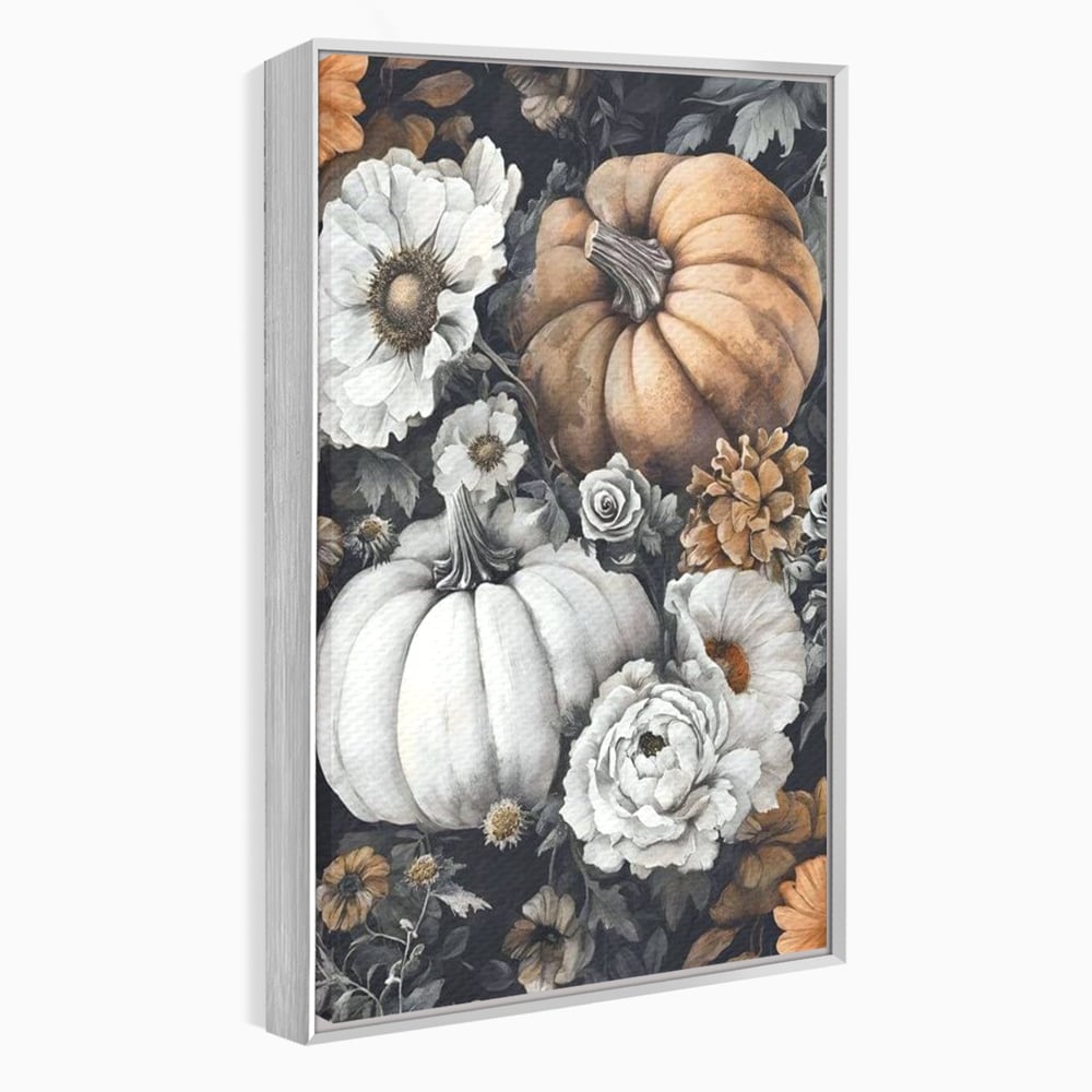 Tablou Canvas Premium, LuxCanva® N1186, Magia Toamnei, Recolta, Flori, Rustic, Dovleci, Aranjament, Sarbatoare, Halloween, Pub, Bar, Lounge, Restaurant, Bucatarie