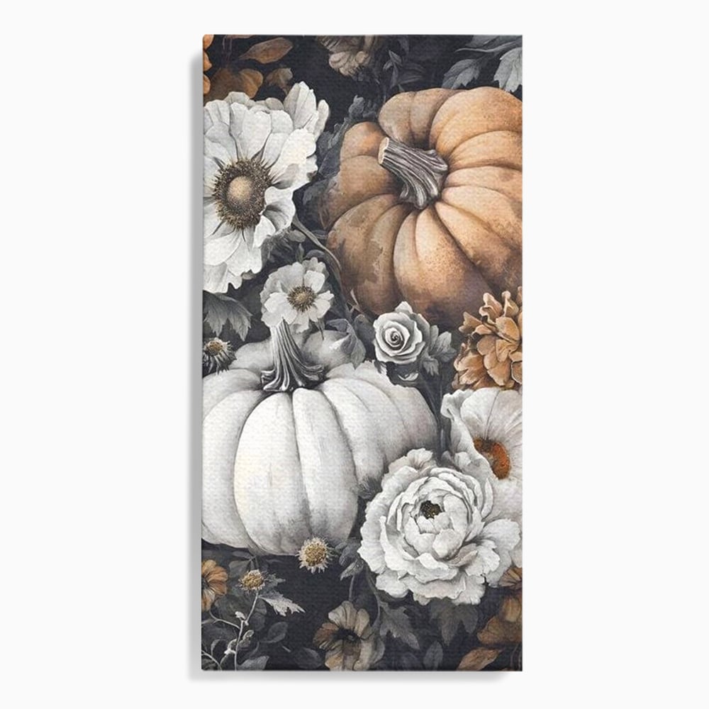 Tablou Canvas Premium, LuxCanva® N1186, Magia Toamnei, Recolta, Flori, Rustic, Dovleci, Aranjament, Sarbatoare, Halloween, Pub, Bar, Lounge, Restaurant, Bucatarie
