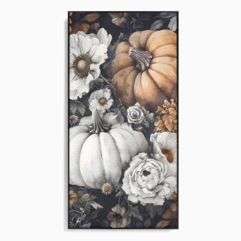 Tablou Canvas Premium, LuxCanva® N1186, Magia Toamnei, Recolta, Flori, Rustic, Dovleci, Aranjament, Sarbatoare, Halloween, Pub, Bar, Lounge, Restaurant, Bucatarie