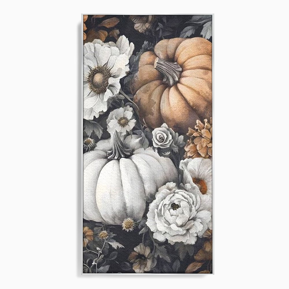 Tablou Canvas Premium, LuxCanva® N1186, Magia Toamnei, Recolta, Flori, Rustic, Dovleci, Aranjament, Sarbatoare, Halloween, Pub, Bar, Lounge, Restaurant, Bucatarie