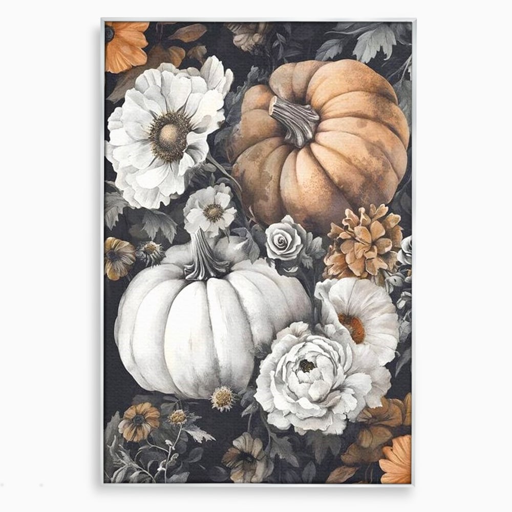 Tablou Canvas Premium, LuxCanva® N1186, Magia Toamnei, Recolta, Flori, Rustic, Dovleci, Aranjament, Sarbatoare, Halloween, Pub, Bar, Lounge, Restaurant, Bucatarie