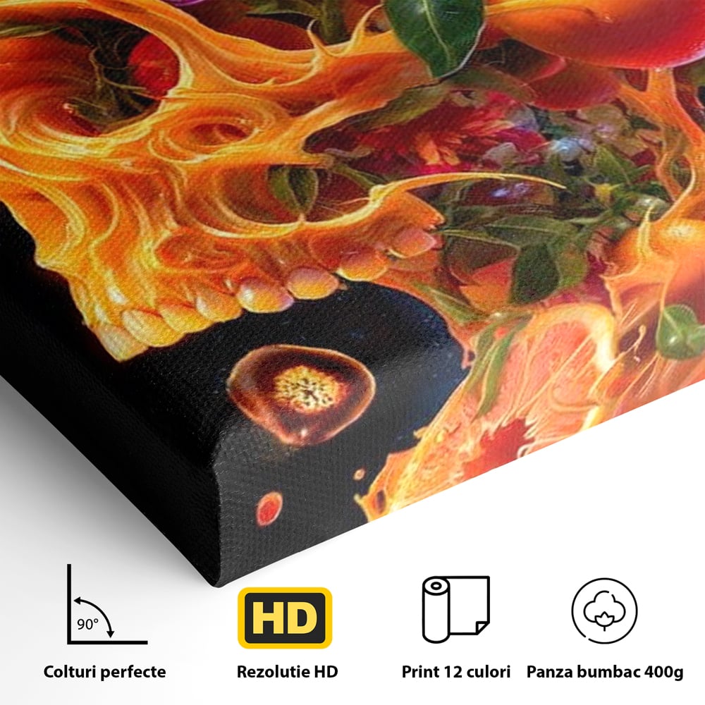 Tablou Canvas Premium, LuxCanva® N1187, Flacara Eterna, Craniu, Fructe, Modern, Portocale, Flori, Halloween, Fluturi, Pub, Bar, Lounge, Restaurant, Bucatarie