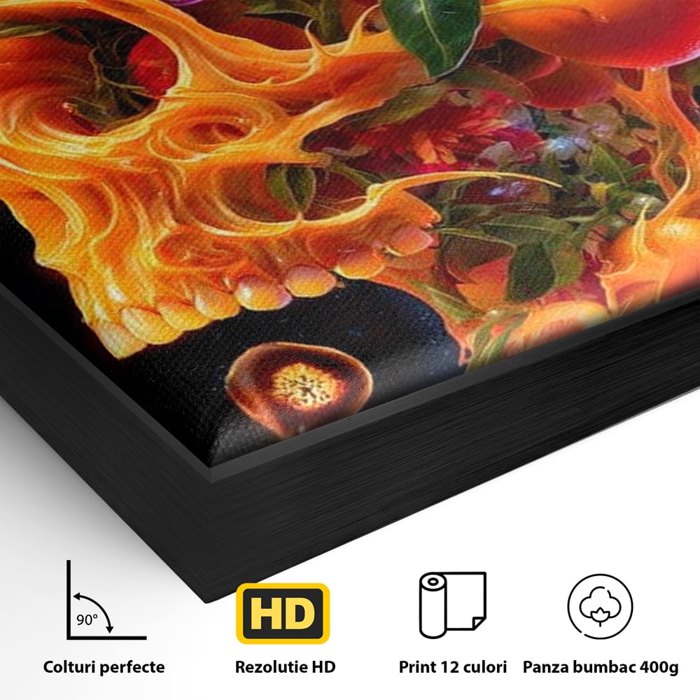 Tablou Canvas Premium, LuxCanva® N1187, Flacara Eterna, Craniu, Fructe, Modern, Portocale, Flori, Halloween, Fluturi, Pub, Bar, Lounge, Restaurant, Bucatarie