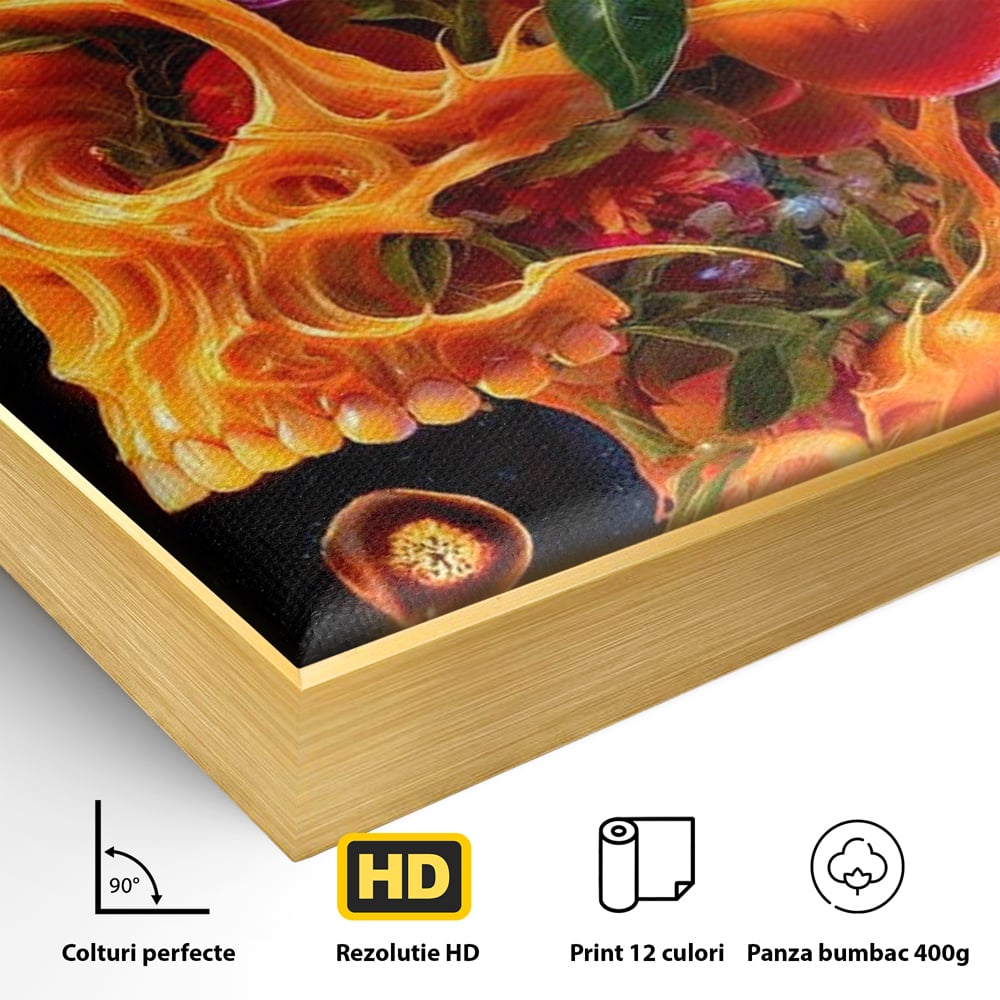 Tablou Canvas Premium, LuxCanva® N1187, Flacara Eterna, Craniu, Fructe, Modern, Portocale, Flori, Halloween, Fluturi, Pub, Bar, Lounge, Restaurant, Bucatarie