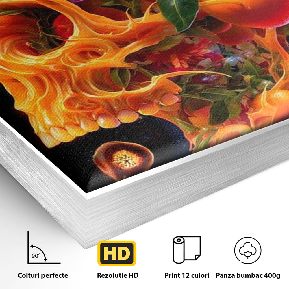 Tablou Canvas Premium, LuxCanva® N1187, Flacara Eterna, Craniu, Fructe, Modern, Portocale, Flori, Halloween, Fluturi, Pub, Bar, Lounge, Restaurant, Bucatarie