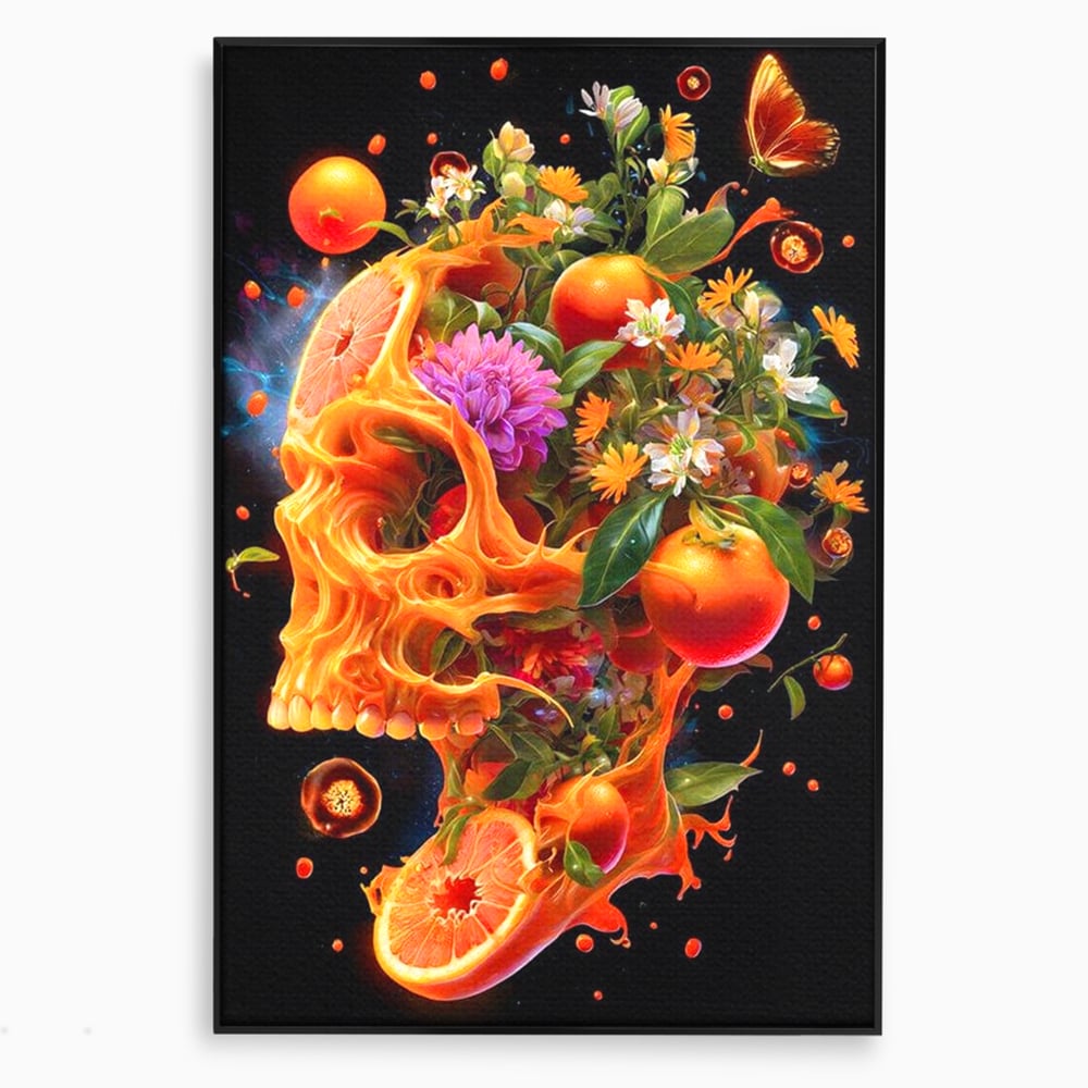 Tablou Canvas Premium, LuxCanva® N1187, Flacara Eterna, Craniu, Fructe, Modern, Portocale, Flori, Halloween, Fluturi, Pub, Bar, Lounge, Restaurant, Bucatarie
