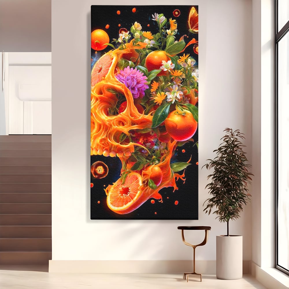 Tablou Canvas Premium, LuxCanva® N1187, Flacara Eterna, Craniu, Fructe, Modern, Portocale, Flori, Halloween, Fluturi, Pub, Bar, Lounge, Restaurant, Bucatarie