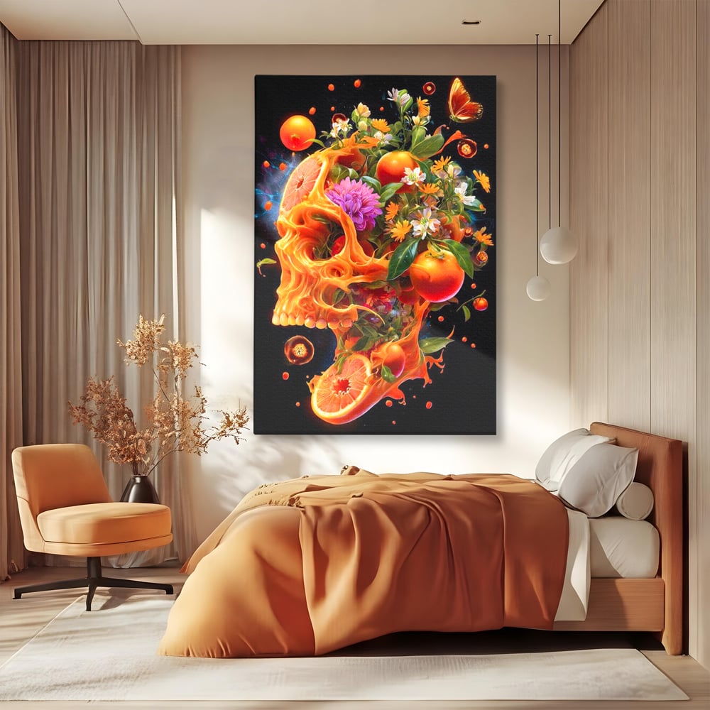 Tablou Canvas Premium, LuxCanva® N1187, Flacara Eterna, Craniu, Fructe, Modern, Portocale, Flori, Halloween, Fluturi, Pub, Bar, Lounge, Restaurant, Bucatarie