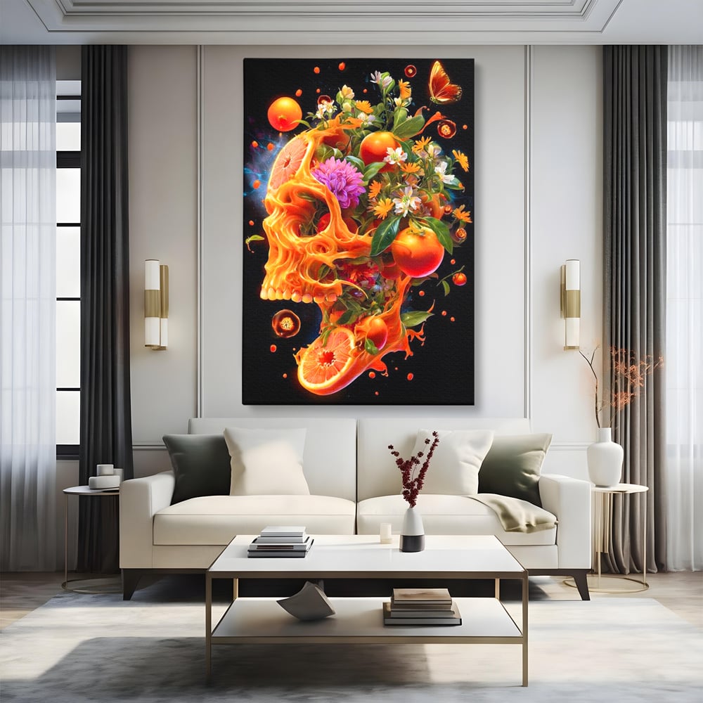 Tablou Canvas Premium, LuxCanva® N1187, Flacara Eterna, Craniu, Fructe, Modern, Portocale, Flori, Halloween, Fluturi, Pub, Bar, Lounge, Restaurant, Bucatarie