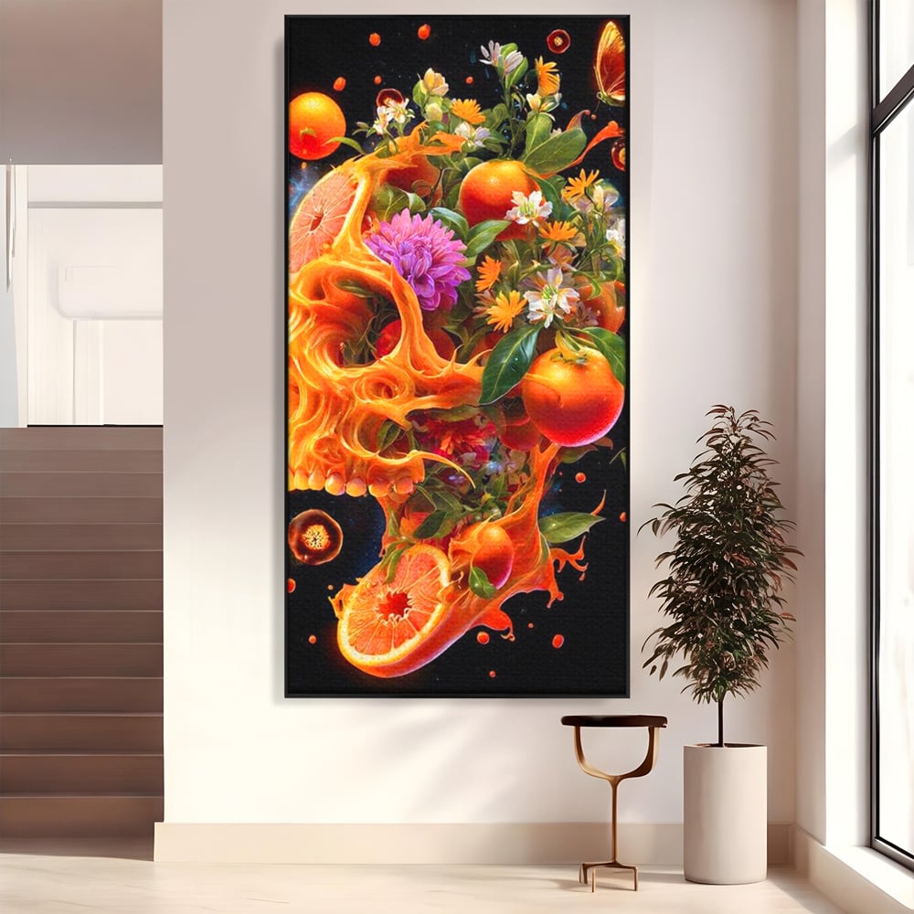 Tablou Canvas Premium, LuxCanva® N1187, Flacara Eterna, Craniu, Fructe, Modern, Portocale, Flori, Halloween, Fluturi, Pub, Bar, Lounge, Restaurant, Bucatarie
