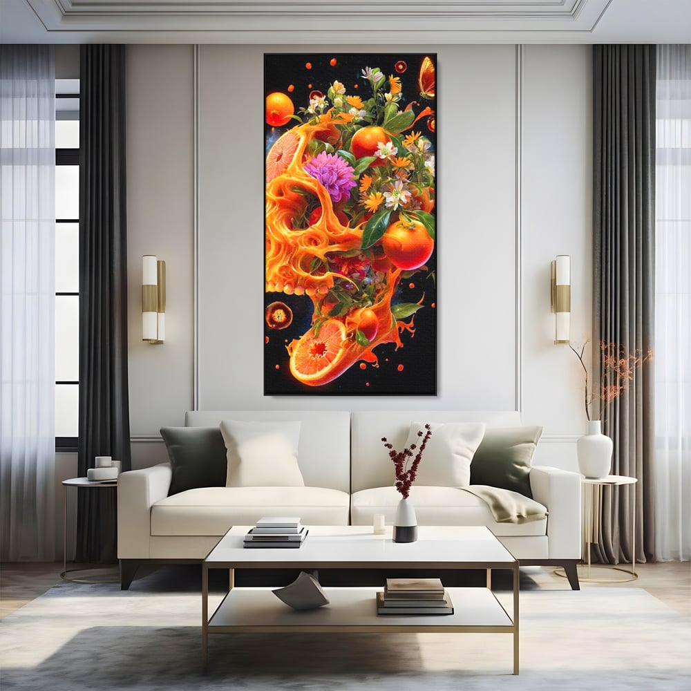Tablou Canvas Premium, LuxCanva® N1187, Flacara Eterna, Craniu, Fructe, Modern, Portocale, Flori, Halloween, Fluturi, Pub, Bar, Lounge, Restaurant, Bucatarie