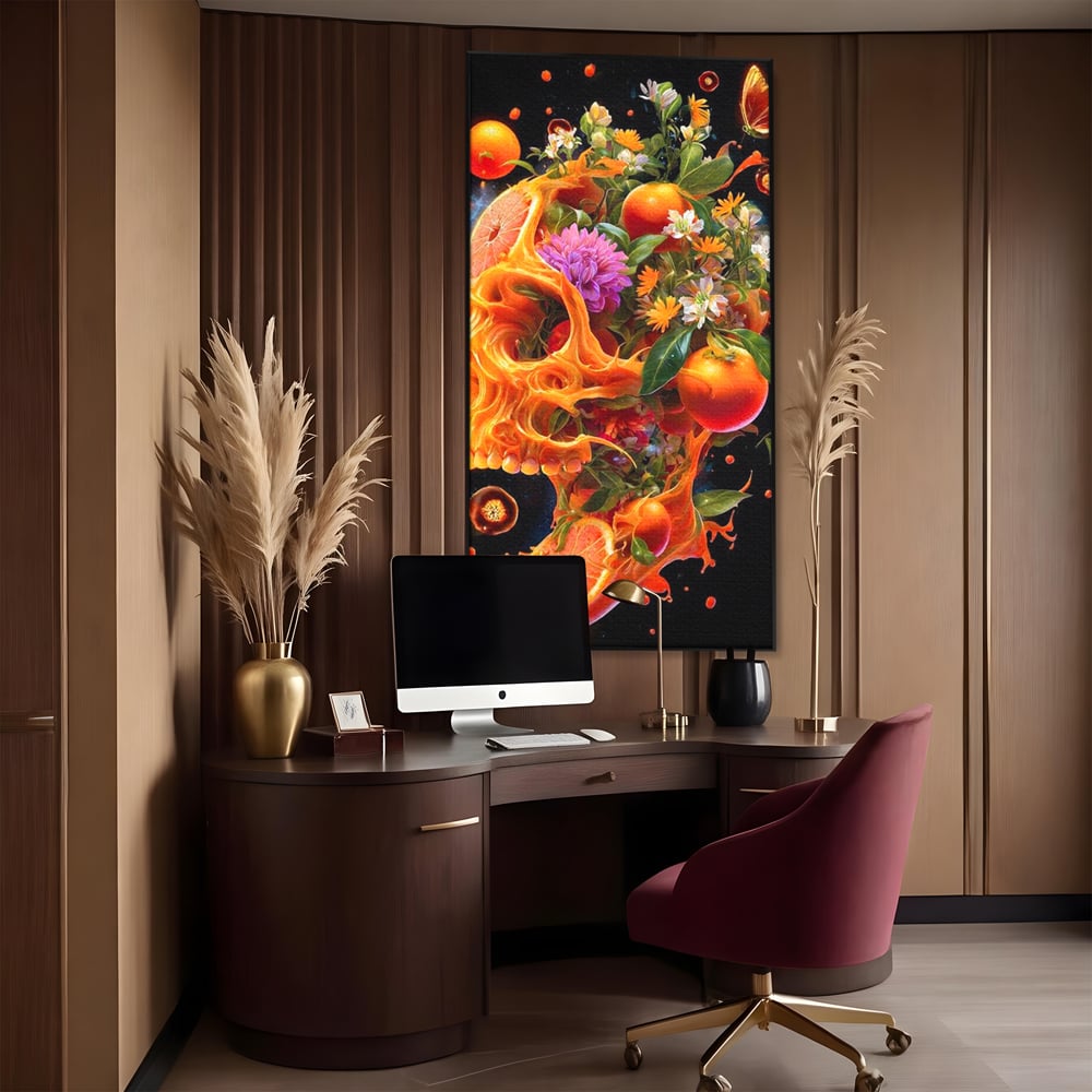 Tablou Canvas Premium, LuxCanva® N1187, Flacara Eterna, Craniu, Fructe, Modern, Portocale, Flori, Halloween, Fluturi, Pub, Bar, Lounge, Restaurant, Bucatarie