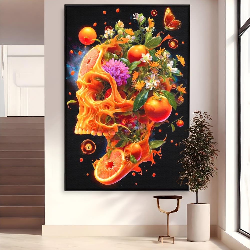Tablou Canvas Premium, LuxCanva® N1187, Flacara Eterna, Craniu, Fructe, Modern, Portocale, Flori, Halloween, Fluturi, Pub, Bar, Lounge, Restaurant, Bucatarie