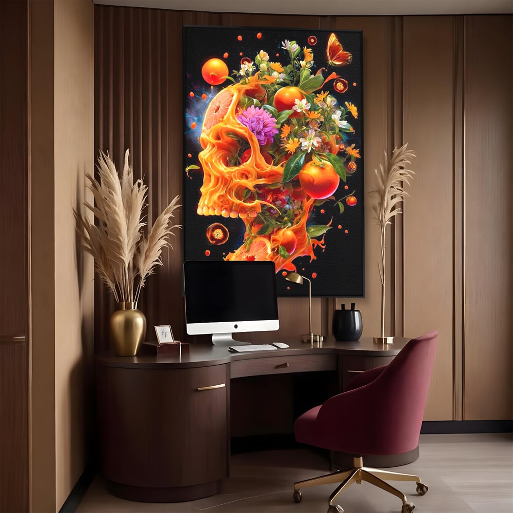 Tablou Canvas Premium, LuxCanva® N1187, Flacara Eterna, Craniu, Fructe, Modern, Portocale, Flori, Halloween, Fluturi, Pub, Bar, Lounge, Restaurant, Bucatarie