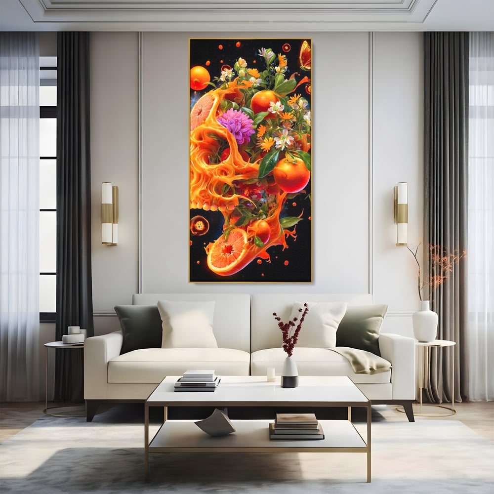 Tablou Canvas Premium, LuxCanva® N1187, Flacara Eterna, Craniu, Fructe, Modern, Portocale, Flori, Halloween, Fluturi, Pub, Bar, Lounge, Restaurant, Bucatarie