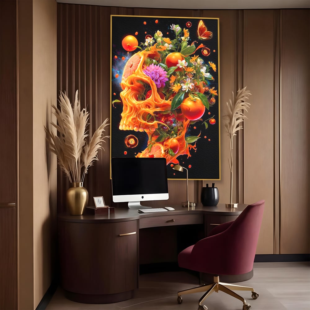 Tablou Canvas Premium, LuxCanva® N1187, Flacara Eterna, Craniu, Fructe, Modern, Portocale, Flori, Halloween, Fluturi, Pub, Bar, Lounge, Restaurant, Bucatarie