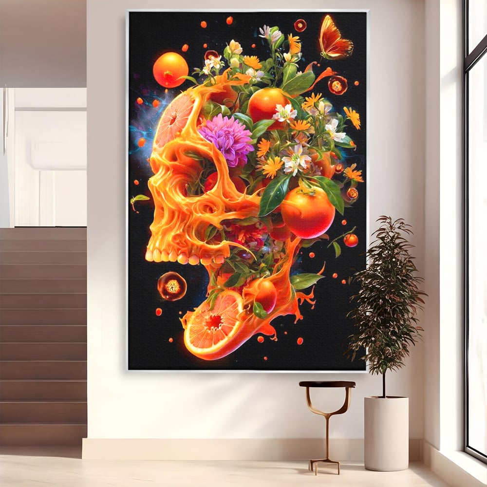 Tablou Canvas Premium, LuxCanva® N1187, Flacara Eterna, Craniu, Fructe, Modern, Portocale, Flori, Halloween, Fluturi, Pub, Bar, Lounge, Restaurant, Bucatarie