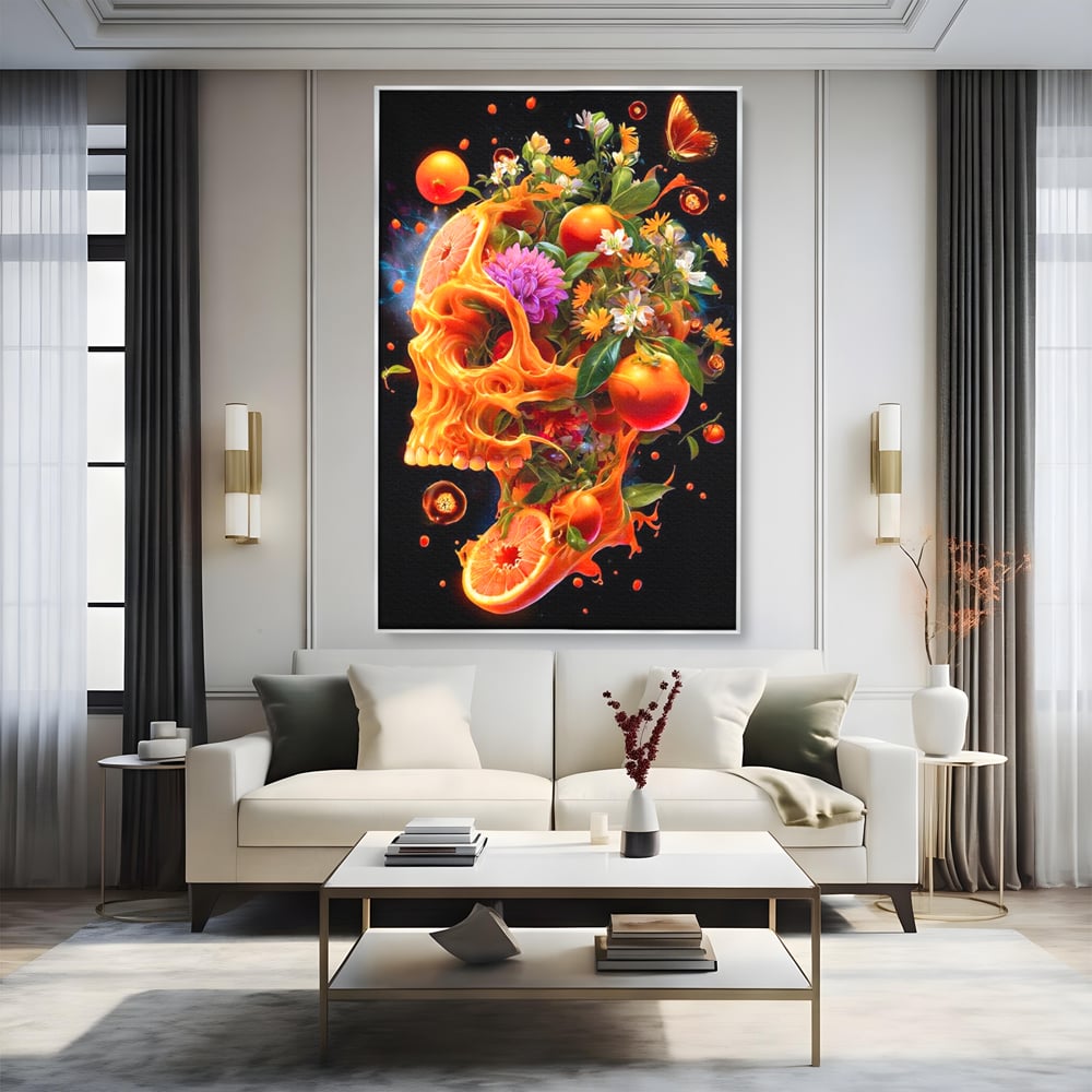 Tablou Canvas Premium, LuxCanva® N1187, Flacara Eterna, Craniu, Fructe, Modern, Portocale, Flori, Halloween, Fluturi, Pub, Bar, Lounge, Restaurant, Bucatarie