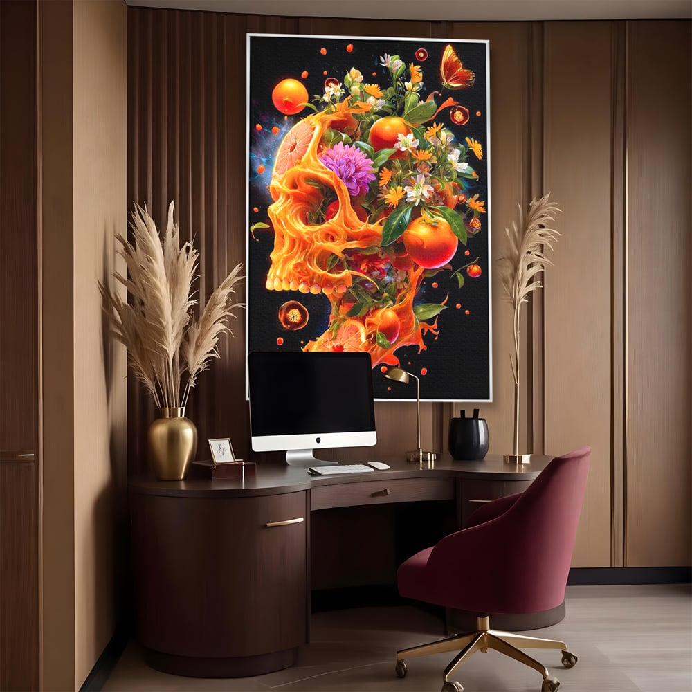 Tablou Canvas Premium, LuxCanva® N1187, Flacara Eterna, Craniu, Fructe, Modern, Portocale, Flori, Halloween, Fluturi, Pub, Bar, Lounge, Restaurant, Bucatarie