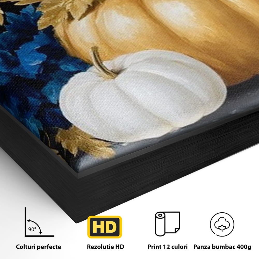 Leinwand Premium Canvas Wandbilder, LuxCanva® N1190, Saisonale Pracht, Halloween, Tradition, Elegant, Luxus, Marmor, Gold, Kürbisse, Kneipe, Bar, Lounge, Restaurant, Küche