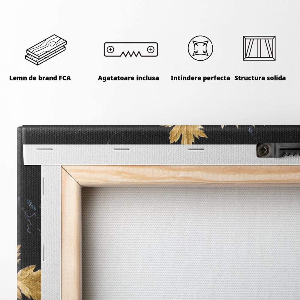 Leinwand Premium Canvas Wandbilder, LuxCanva® N1190, Saisonale Pracht, Halloween, Tradition, Elegant, Luxus, Marmor, Gold, Kürbisse, Kneipe, Bar, Lounge, Restaurant, Küche