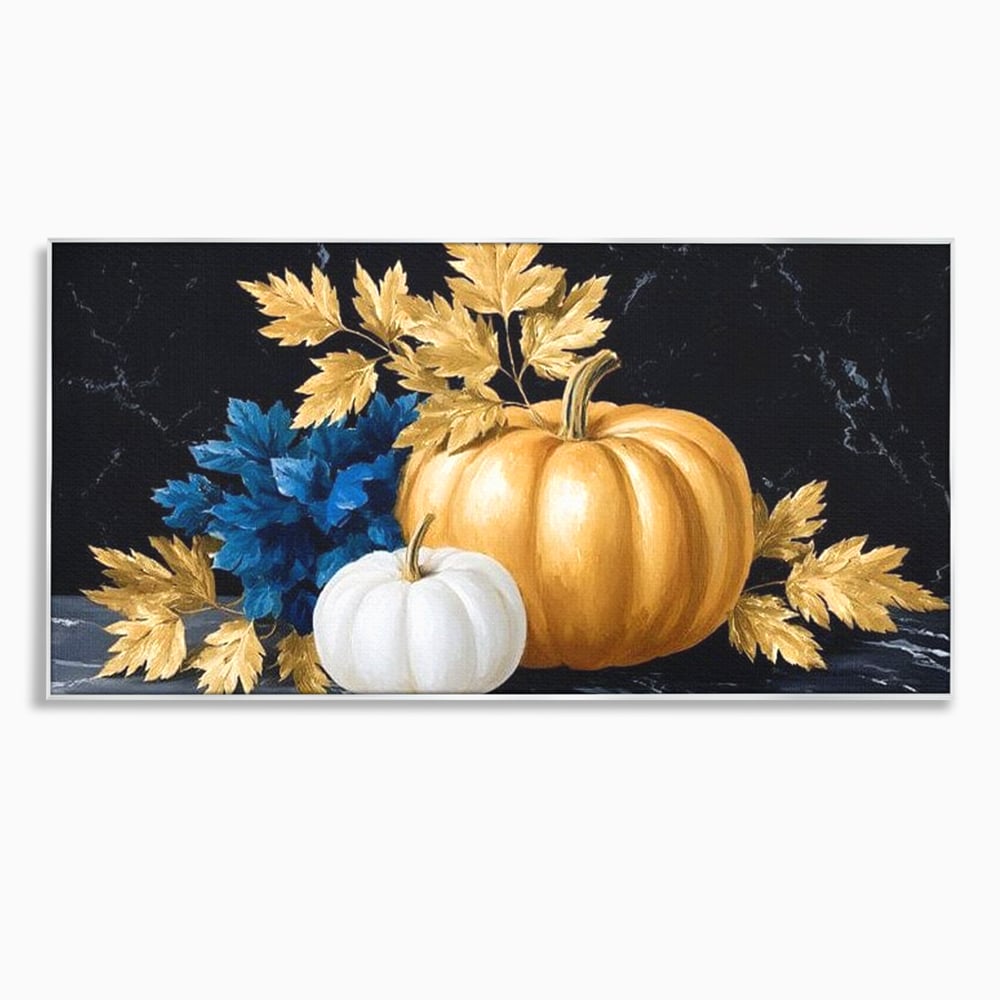 Leinwand Premium Canvas Wandbilder, LuxCanva® N1190, Saisonale Pracht, Halloween, Tradition, Elegant, Luxus, Marmor, Gold, Kürbisse, Kneipe, Bar, Lounge, Restaurant, Küche