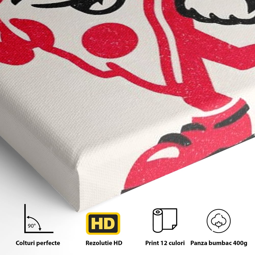 Tablou Canvas Premium, LuxCanva® N1191, Pizza Party, Felie, Veselie, Personaj, Mascota, Cool, Amuzant, Mancare, Fast Food, Pizzerie, Restaurant, Bucatarie