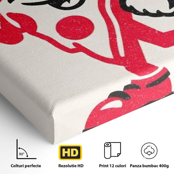 Tablou Canvas Premium, LuxCanva® N1191, Pizza Party, Felie, Veselie, Personaj, Mascota, Cool, Amuzant, Mancare, Fast Food, Pizzerie, Restaurant, Bucatarie
