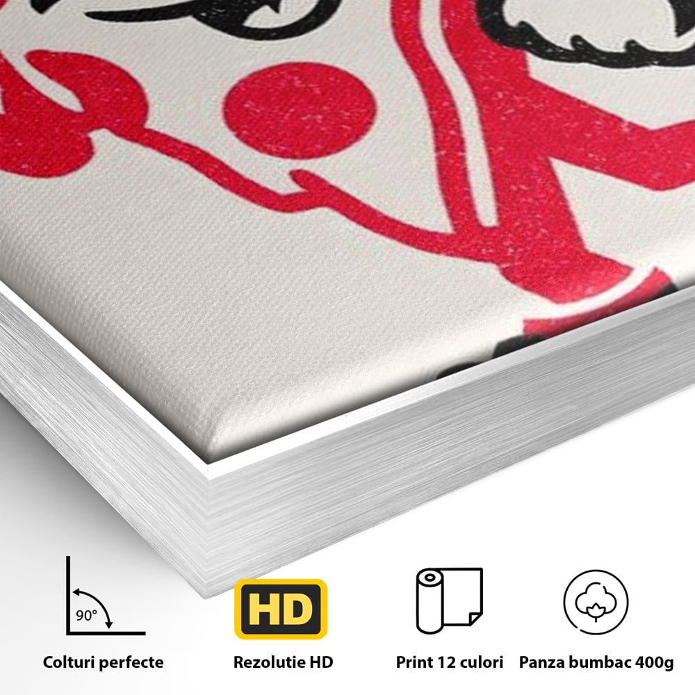 Tablou Canvas Premium, LuxCanva® N1191, Pizza Party, Felie, Veselie, Personaj, Mascota, Cool, Amuzant, Mancare, Fast Food, Pizzerie, Restaurant, Bucatarie