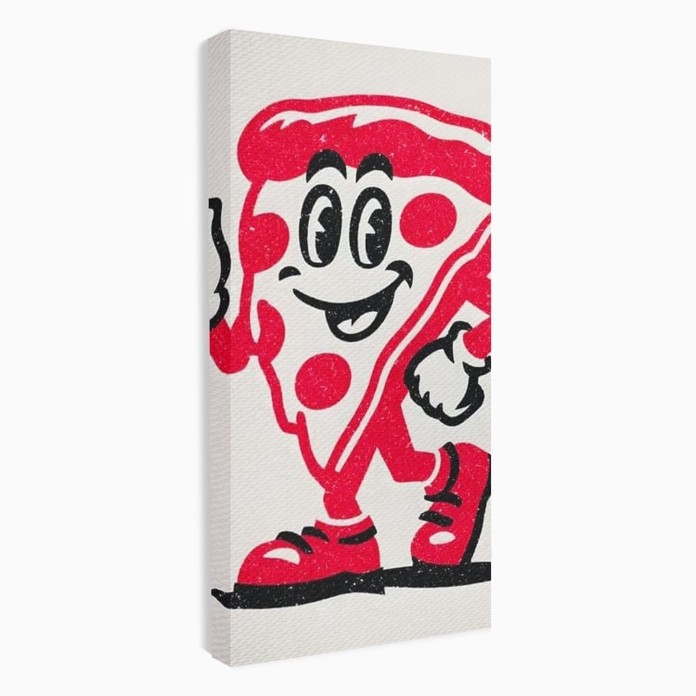 Tablou Canvas Premium, LuxCanva® N1191, Pizza Party, Felie, Veselie, Personaj, Mascota, Cool, Amuzant, Mancare, Fast Food, Pizzerie, Restaurant, Bucatarie