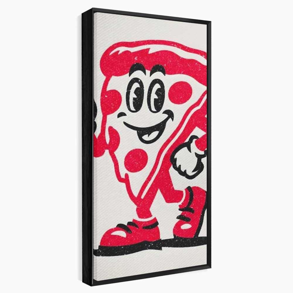 Tablou Canvas Premium, LuxCanva® N1191, Pizza Party, Felie, Veselie, Personaj, Mascota, Cool, Amuzant, Mancare, Fast Food, Pizzerie, Restaurant, Bucatarie