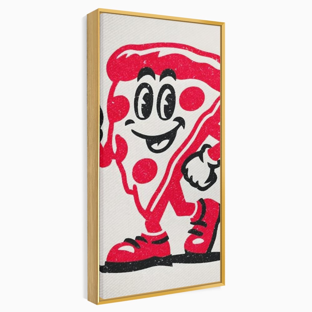Tablou Canvas Premium, LuxCanva® N1191, Pizza Party, Felie, Veselie, Personaj, Mascota, Cool, Amuzant, Mancare, Fast Food, Pizzerie, Restaurant, Bucatarie