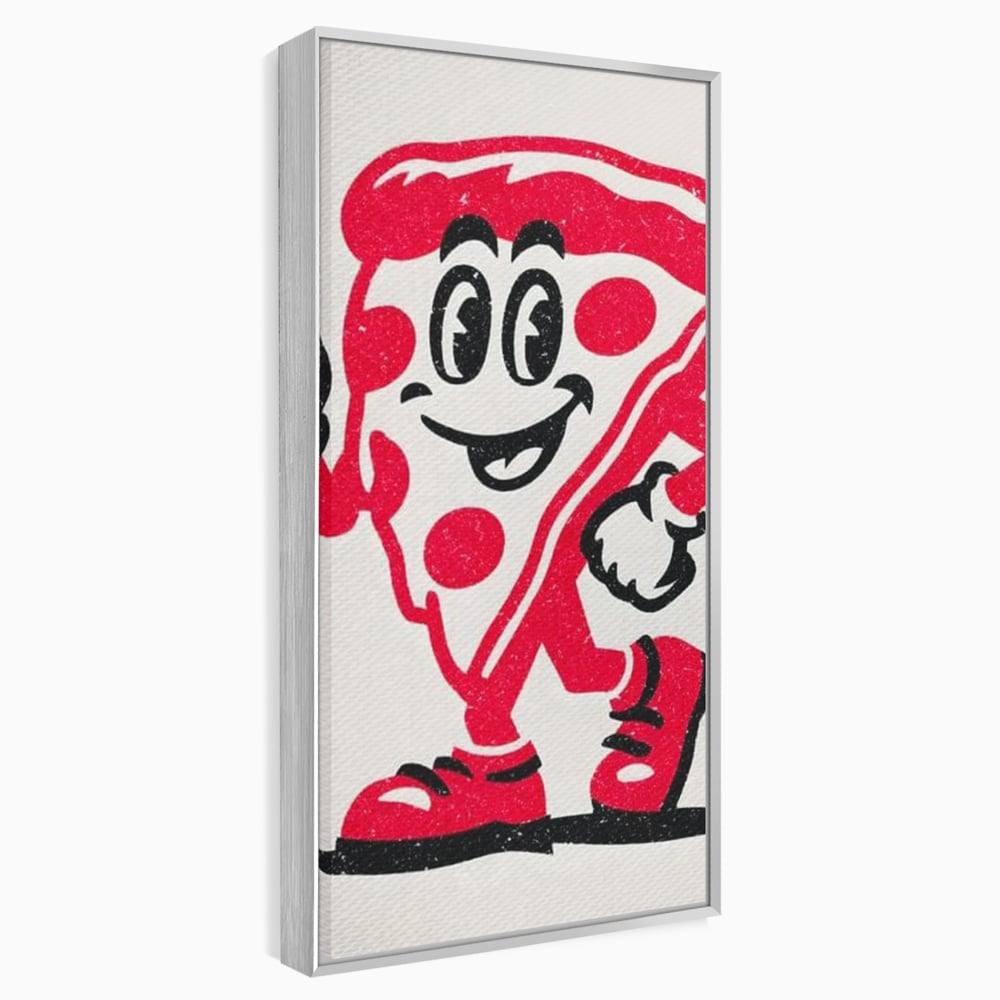 Tablou Canvas Premium, LuxCanva® N1191, Pizza Party, Felie, Veselie, Personaj, Mascota, Cool, Amuzant, Mancare, Fast Food, Pizzerie, Restaurant, Bucatarie