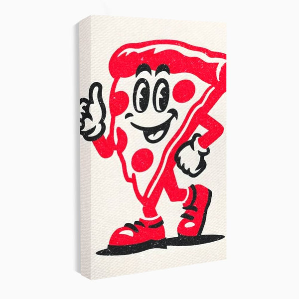 Tablou Canvas Premium, LuxCanva® N1191, Pizza Party, Felie, Veselie, Personaj, Mascota, Cool, Amuzant, Mancare, Fast Food, Pizzerie, Restaurant, Bucatarie