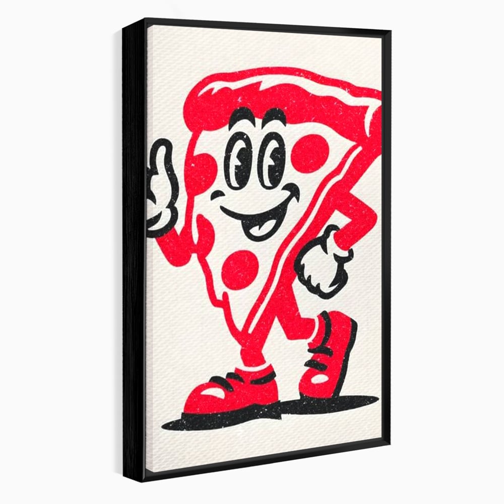 Tablou Canvas Premium, LuxCanva® N1191, Pizza Party, Felie, Veselie, Personaj, Mascota, Cool, Amuzant, Mancare, Fast Food, Pizzerie, Restaurant, Bucatarie