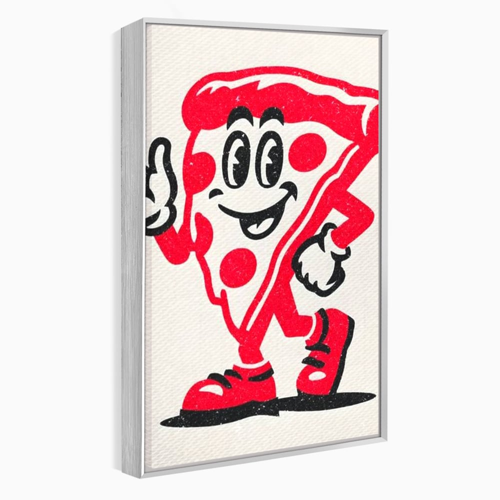 Tablou Canvas Premium, LuxCanva® N1191, Pizza Party, Felie, Veselie, Personaj, Mascota, Cool, Amuzant, Mancare, Fast Food, Pizzerie, Restaurant, Bucatarie