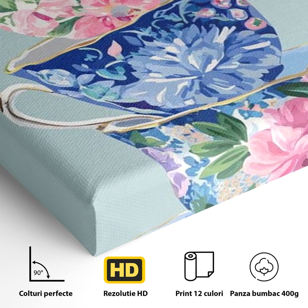 Tablou Canvas Premium, LuxCanva® N1193, Pasiune pentru Ceai, Cesti, Ceai, Vintage, Ornamental, Inima, Aburi, Cafenea, Pub, Bar, Lounge, Restaurant, Bucatarie