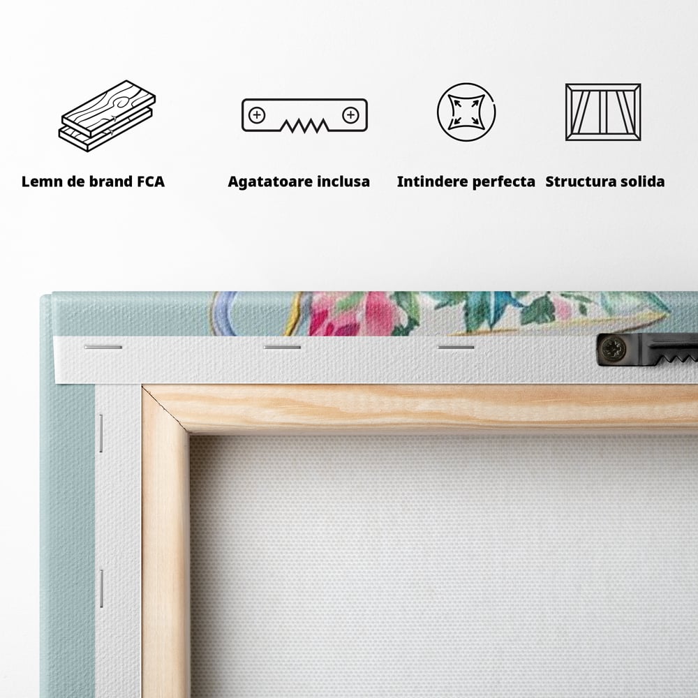 Tablou Canvas Premium, LuxCanva® N1193, Pasiune pentru Ceai, Cesti, Ceai, Vintage, Ornamental, Inima, Aburi, Cafenea, Pub, Bar, Lounge, Restaurant, Bucatarie