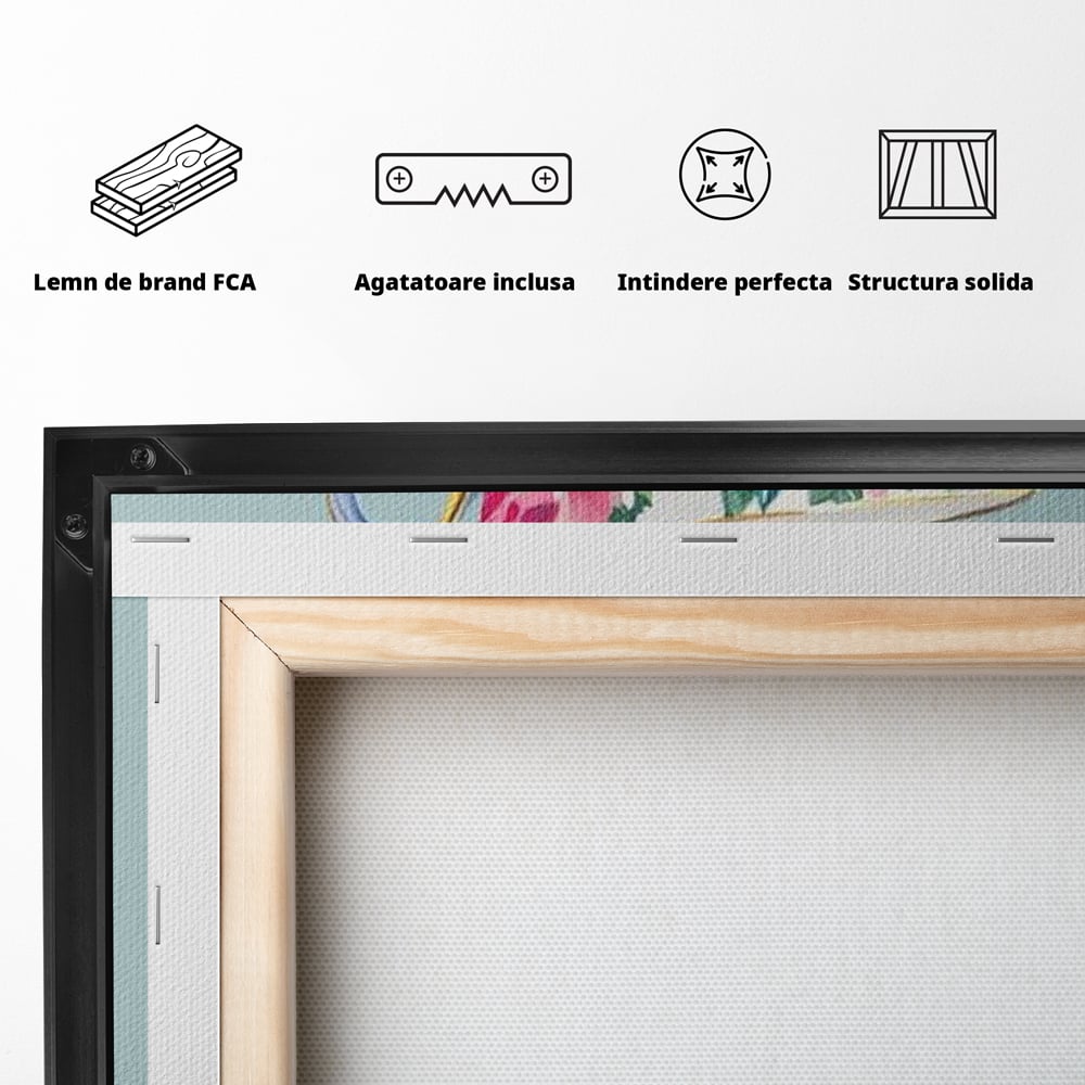 Tablou Canvas Premium, LuxCanva® N1193, Pasiune pentru Ceai, Cesti, Ceai, Vintage, Ornamental, Inima, Aburi, Cafenea, Pub, Bar, Lounge, Restaurant, Bucatarie