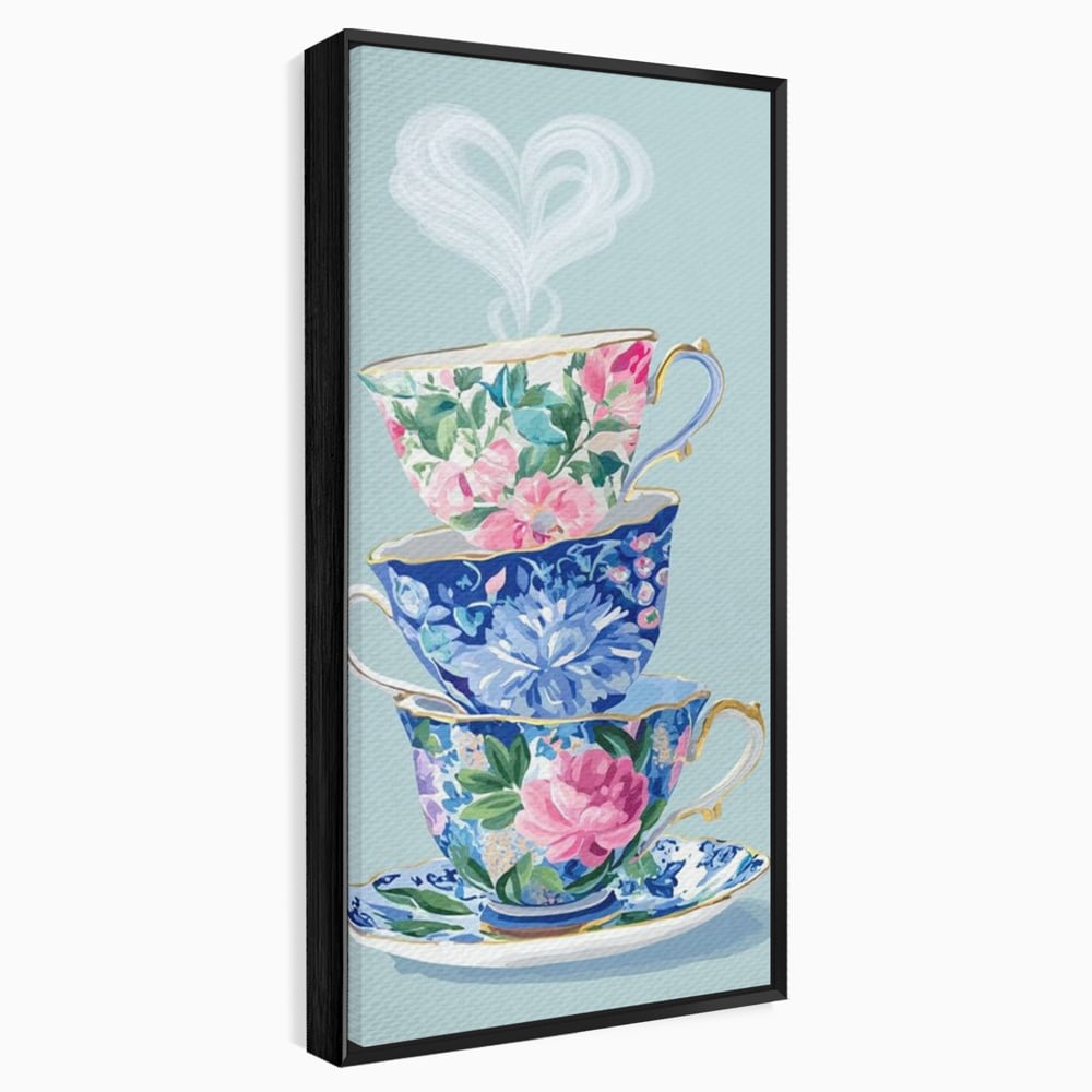 Tablou Canvas Premium, LuxCanva® N1193, Pasiune pentru Ceai, Cesti, Ceai, Vintage, Ornamental, Inima, Aburi, Cafenea, Pub, Bar, Lounge, Restaurant, Bucatarie