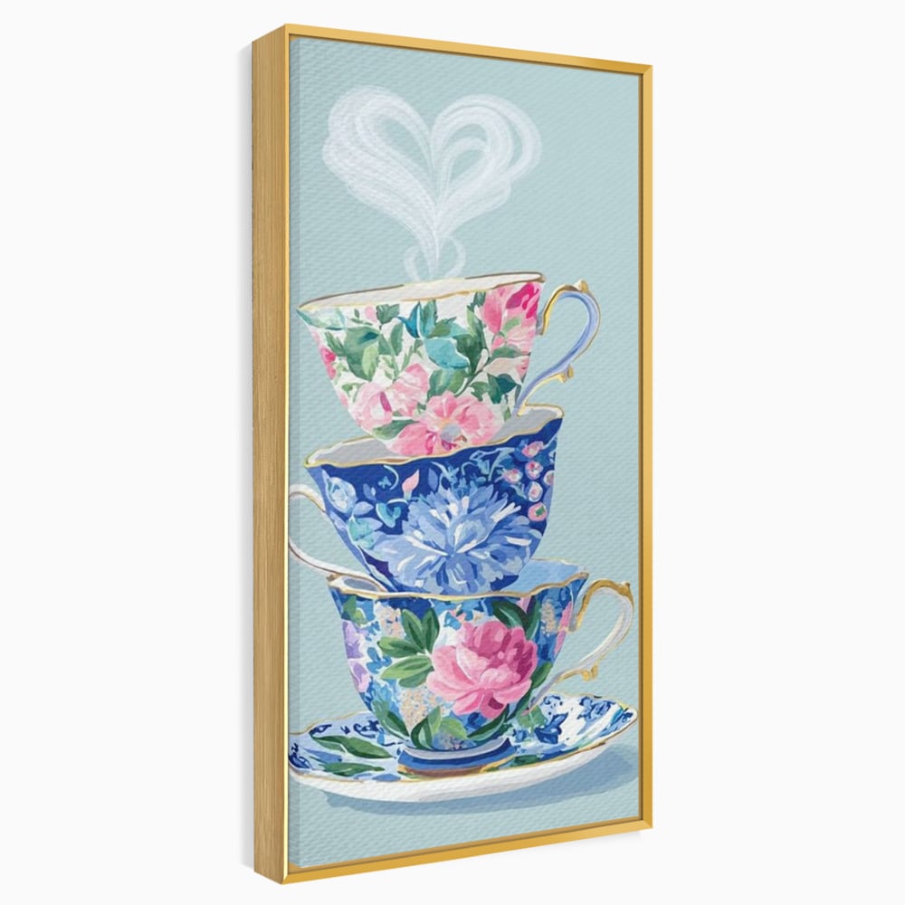 Tablou Canvas Premium, LuxCanva® N1193, Pasiune pentru Ceai, Cesti, Ceai, Vintage, Ornamental, Inima, Aburi, Cafenea, Pub, Bar, Lounge, Restaurant, Bucatarie