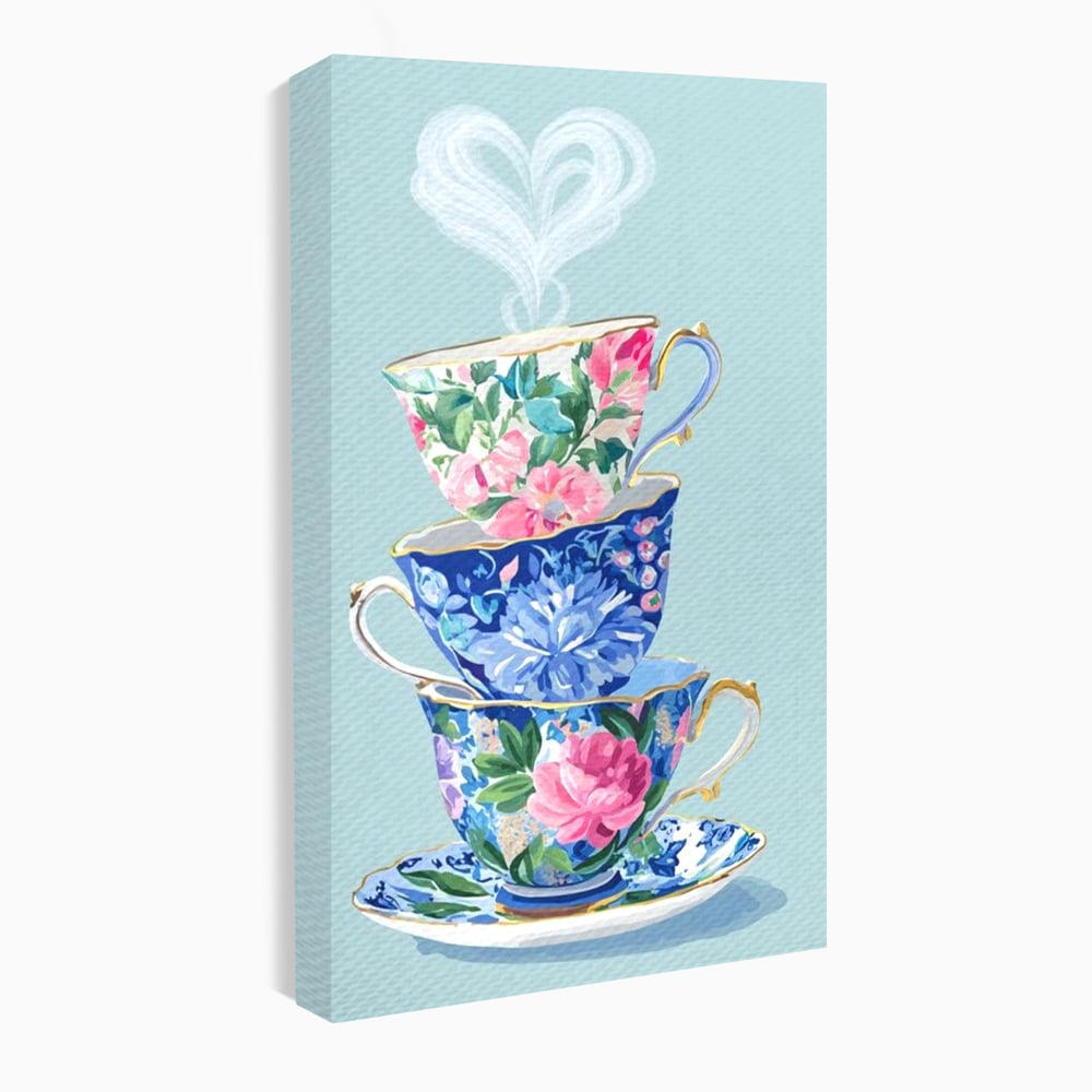 Tablou Canvas Premium, LuxCanva® N1193, Pasiune pentru Ceai, Cesti, Ceai, Vintage, Ornamental, Inima, Aburi, Cafenea, Pub, Bar, Lounge, Restaurant, Bucatarie