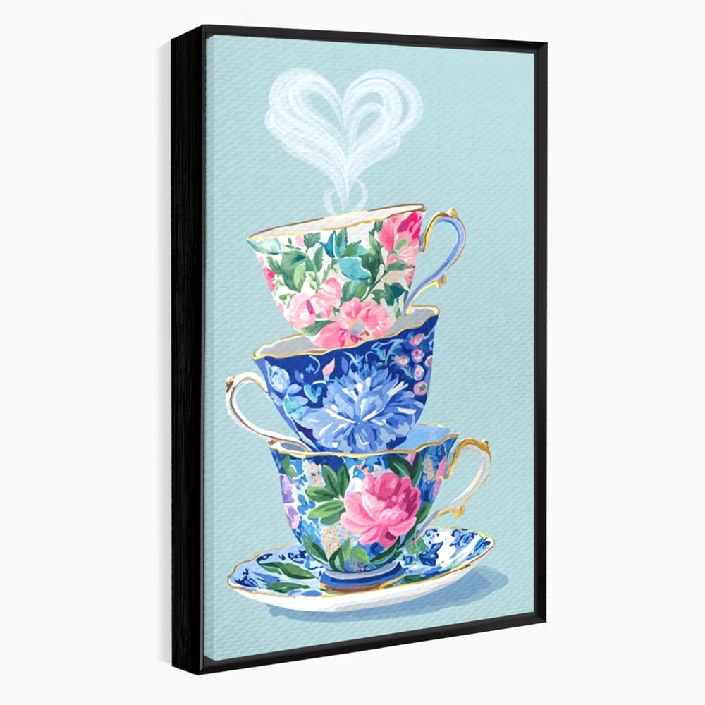 Tablou Canvas Premium, LuxCanva® N1193, Pasiune pentru Ceai, Cesti, Ceai, Vintage, Ornamental, Inima, Aburi, Cafenea, Pub, Bar, Lounge, Restaurant, Bucatarie
