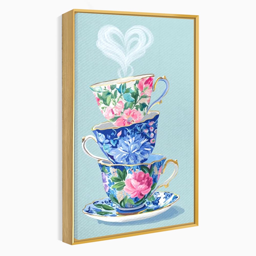 Tablou Canvas Premium, LuxCanva® N1193, Pasiune pentru Ceai, Cesti, Ceai, Vintage, Ornamental, Inima, Aburi, Cafenea, Pub, Bar, Lounge, Restaurant, Bucatarie