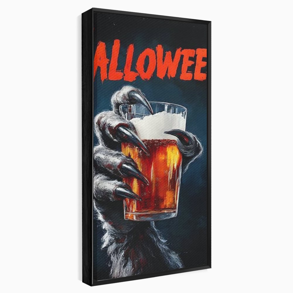 Tablou Canvas Premium, LuxCanva® N1195, In Cinstea Noptii, Halloween, Varcolac, Gheare, Infricosator, Pahar, Bere, Bautura, Pub, Bar, Lounge, Restaurant, Bucatarie