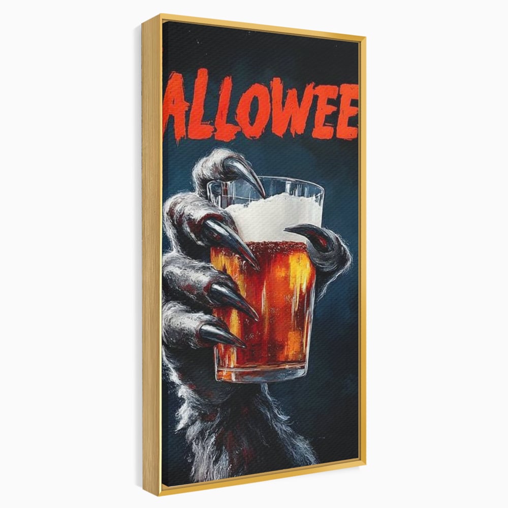 Tablou Canvas Premium, LuxCanva® N1195, In Cinstea Noptii, Halloween, Varcolac, Gheare, Infricosator, Pahar, Bere, Bautura, Pub, Bar, Lounge, Restaurant, Bucatarie