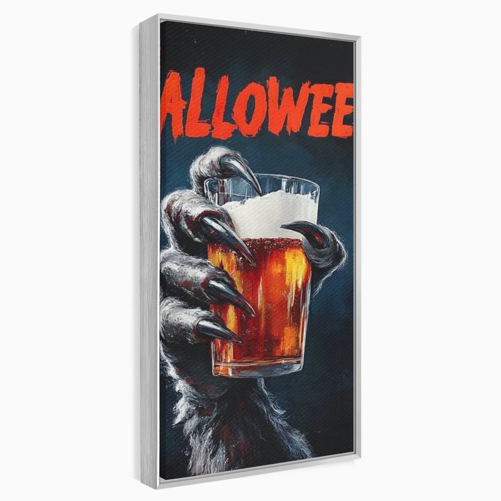 Tablou Canvas Premium, LuxCanva® N1195, In Cinstea Noptii, Halloween, Varcolac, Gheare, Infricosator, Pahar, Bere, Bautura, Pub, Bar, Lounge, Restaurant, Bucatarie